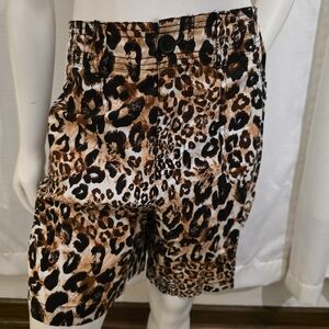 just be Leopard Print Shorts in Brown Black Cream